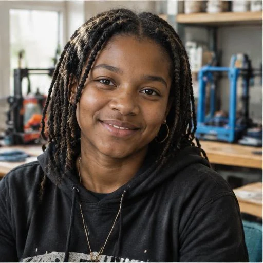 Young maker at a community workshop