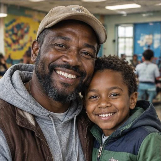 Father and child at a neighborhood center
