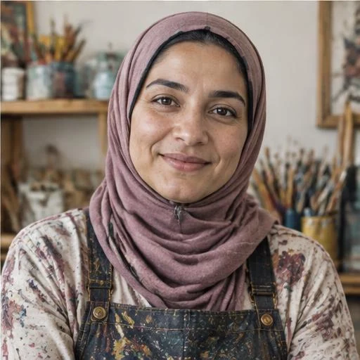 Artist in her studio